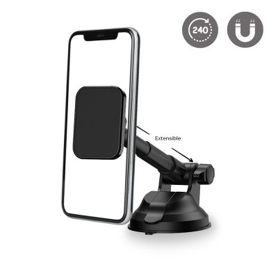 Support voiture de téléphone magnétique rotatif à 360 ° noir