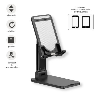 Support de bureau rétractable universel pour téléphone / tablette Noir