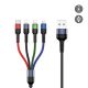 Câble en nylon de charge 2A- 3 m : 4 en 1 lighnting(x2) ,micro USB et Type C