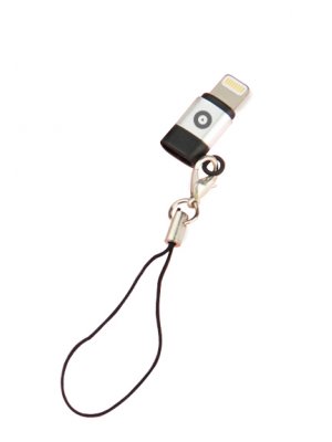 Muvit Metal & Black Micro Usb To Lightning Mfi Adapter With Strap