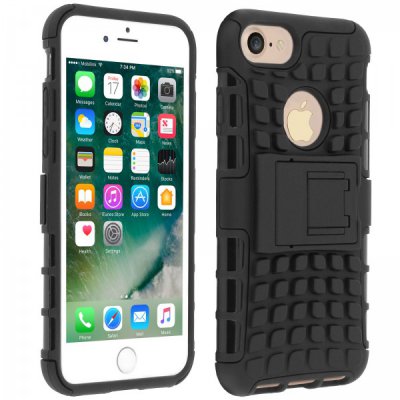 Coque anti-choc noire avec stand pour iPhone 7