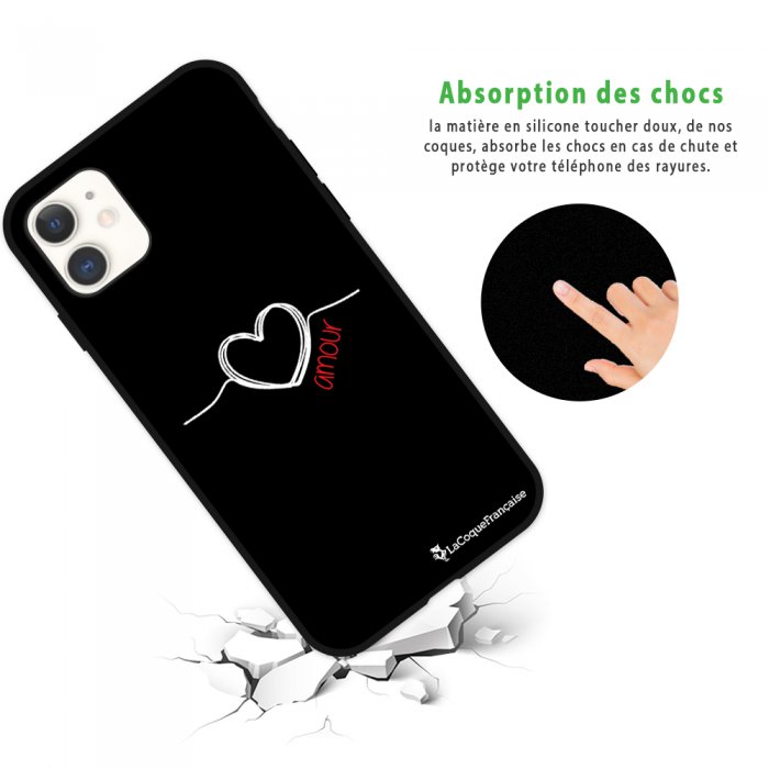 LaCoqueFrançaise Support téléphone voiture Coeur Noir Amour