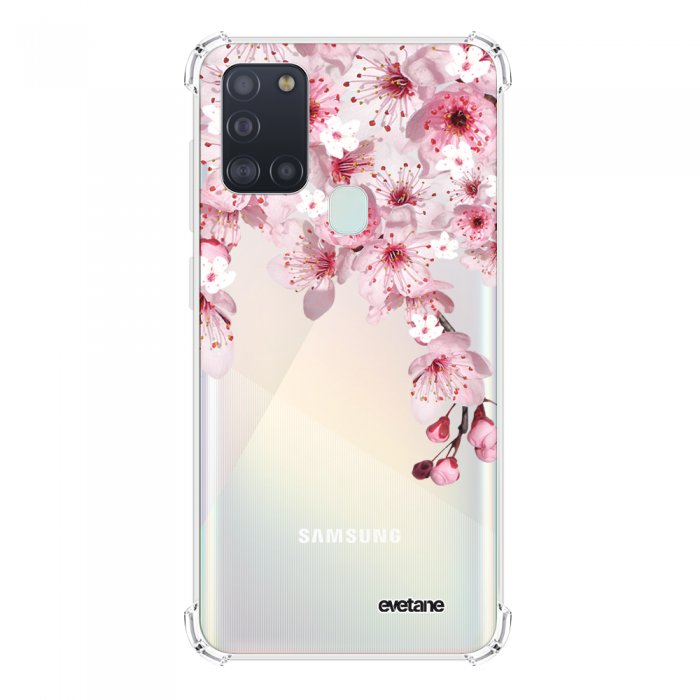 قفازات Coque Samsung Galaxy A21S anti-choc souple angles renforcés transparente Cerisier Evetane - Coquediscount