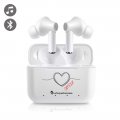 Ecouteurs intra-auriculaires Bluetooth Blanc blanc Coeur Noir Amour Ecriture Tendance et Design La Coque Francaise.