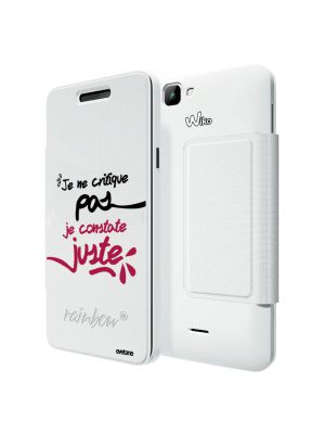 Etui folio blanc  Je Constate Juste pour Wiko Rainbow 4G